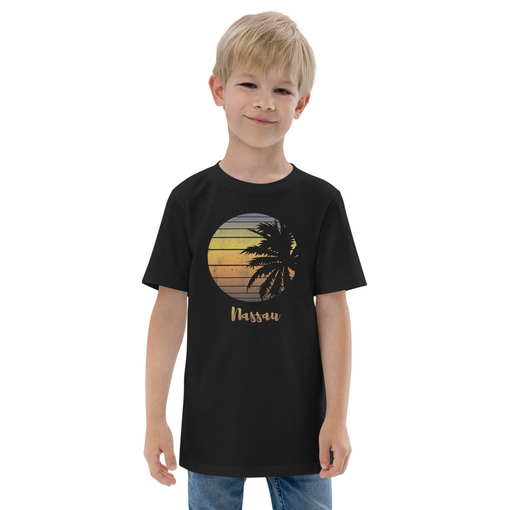 Retro Nassau Bahamas Beach Palm Tree Vacation Souvenir Youth Jersey T-Shirt