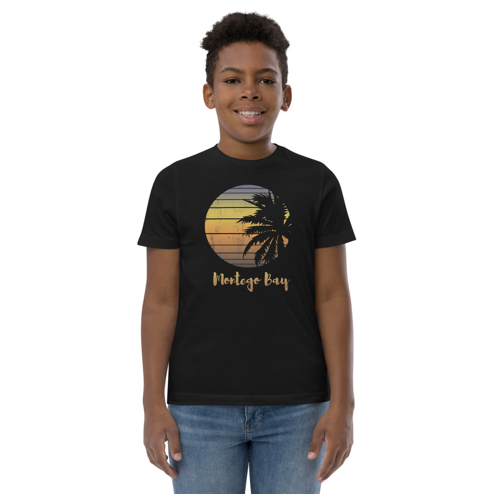Retro Montego Bay Jamaica Beach Palm Tree Vacation Souvenir Youth Jersey T-Shirt
