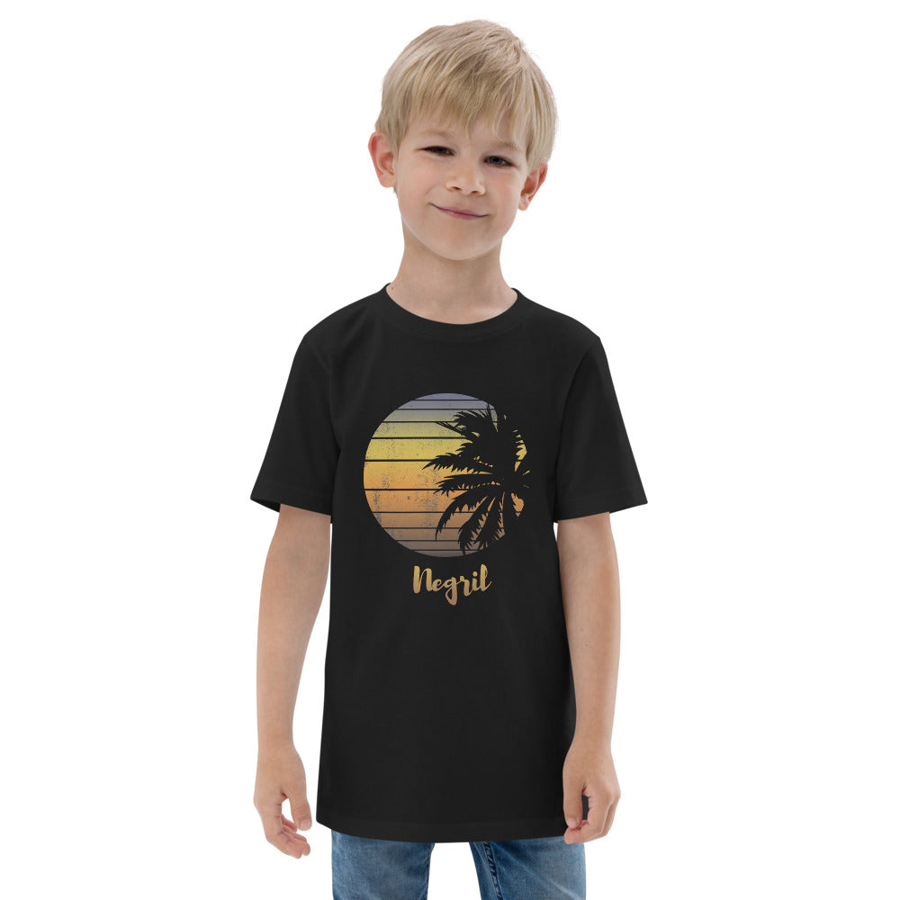 Retro Negril Jamaica Beach Palm Tree Vacation Souvenir Youth Jersey T-Shirt