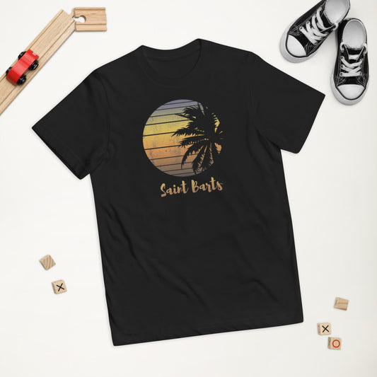 Retro Saint Barts Beach Palm Tree Vacation Souvenir Youth Jersey T-Shirt