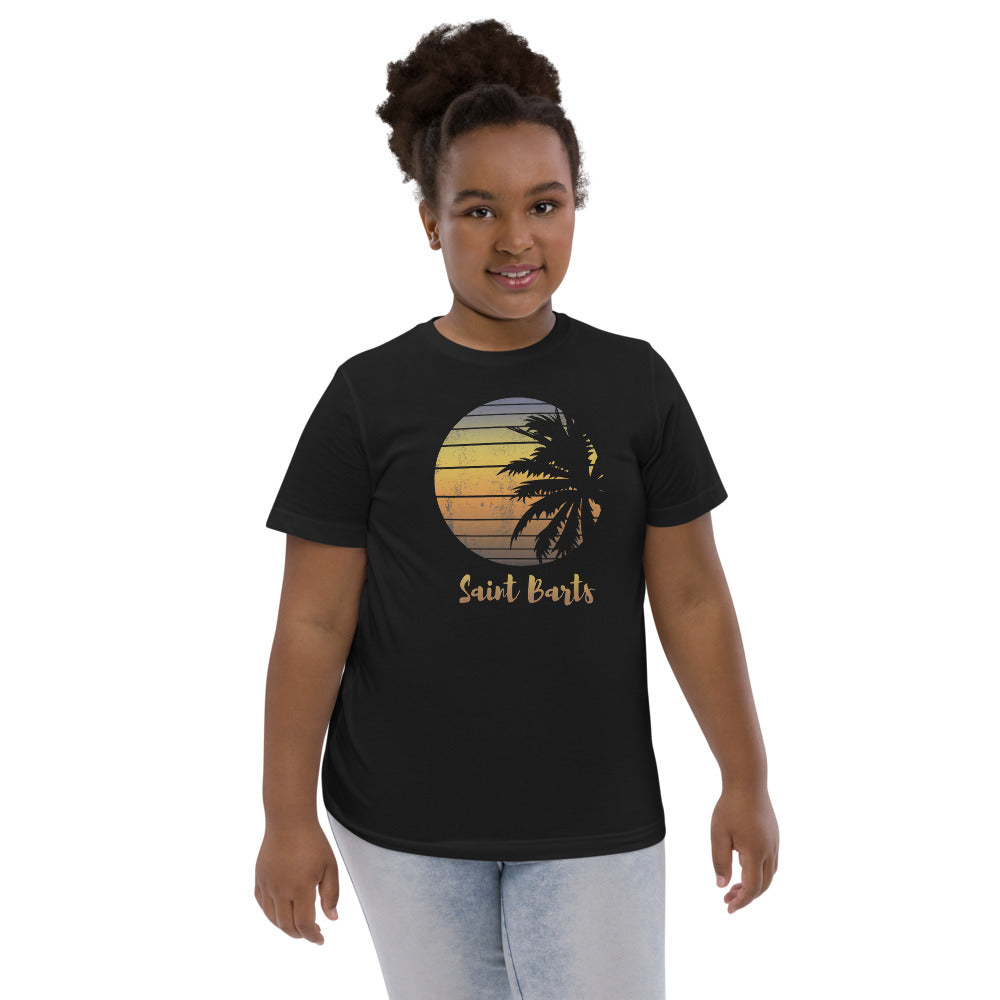 Retro Saint Barts Beach Palm Tree Vacation Souvenir Youth Jersey T-Shirt