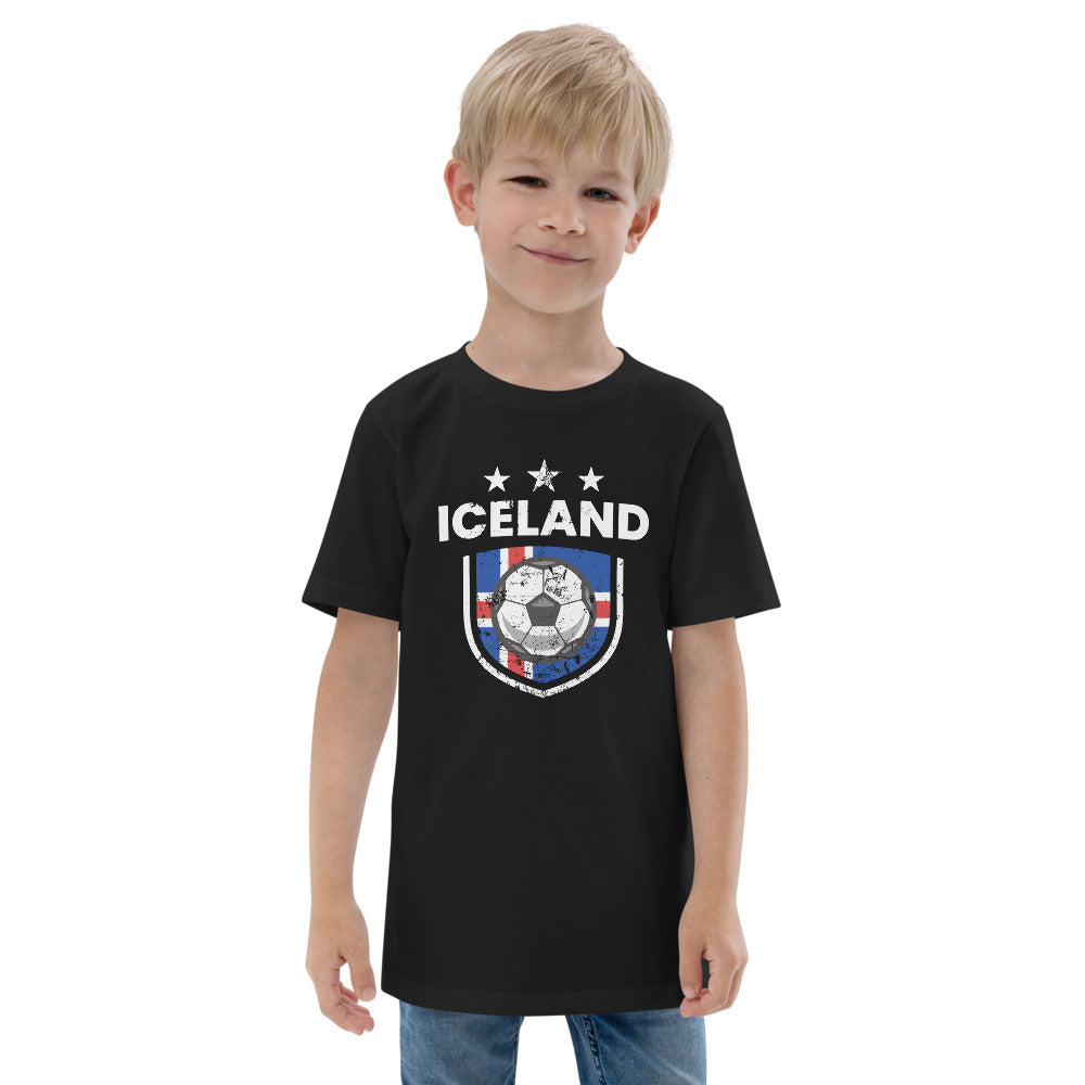 Retro Iceland Soccer Team Football Fan Country Icelandic Flag Youth Jersey T-Shirt