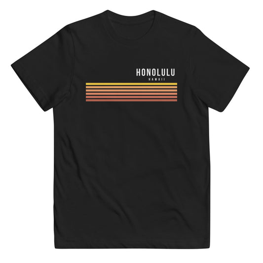 Retro Honolulu Oahu Hawaii Vacation Stripes Youth Jersey T-Shirt