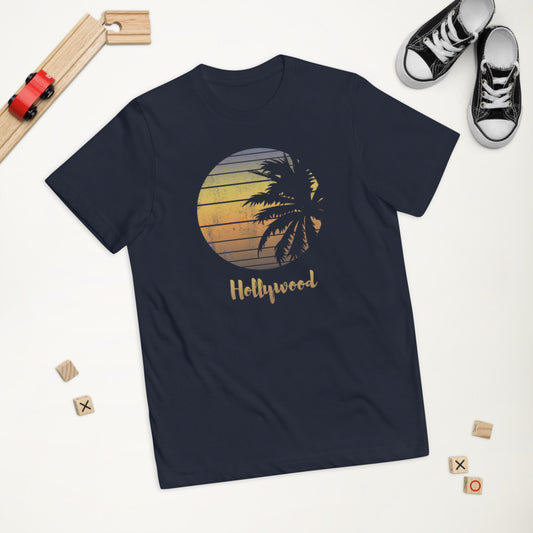 Retro Hollywood Florida Palm Tree Vacation Souvenir Youth Jersey T-Shirt