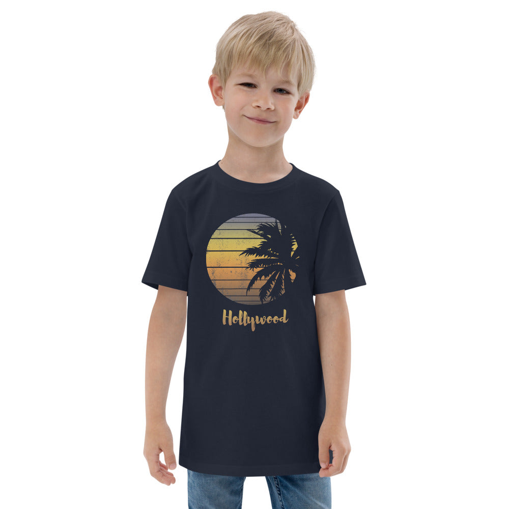 Retro Hollywood Florida Palm Tree Vacation Souvenir Youth Jersey T-Shirt