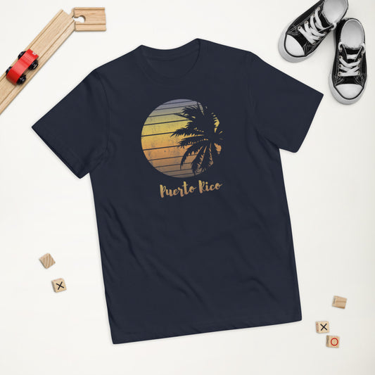 Retro Puerto Rico Beach Palm Tree Vacation Souvenir Youth Jersey T-Shirt