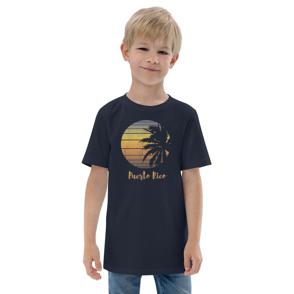 Retro Puerto Rico Beach Palm Tree Vacation Souvenir Youth Jersey T-Shirt