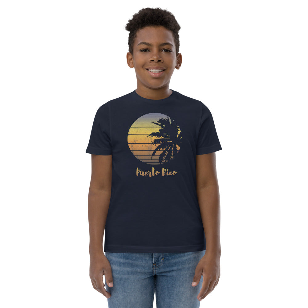 Retro Puerto Rico Beach Palm Tree Vacation Souvenir Youth Jersey T-Shirt