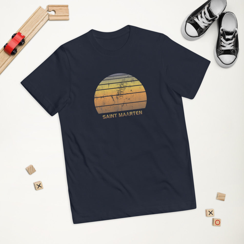 Retro Saint Maarten Beach Vacation Souvenir Youth Jersey T-Shirt