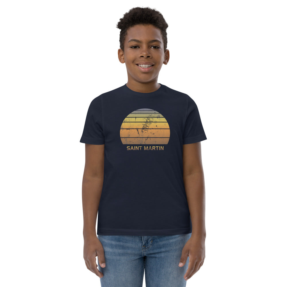 Retro Saint Martin Beach Vacation Souvenir Youth Jersey T-Shirt