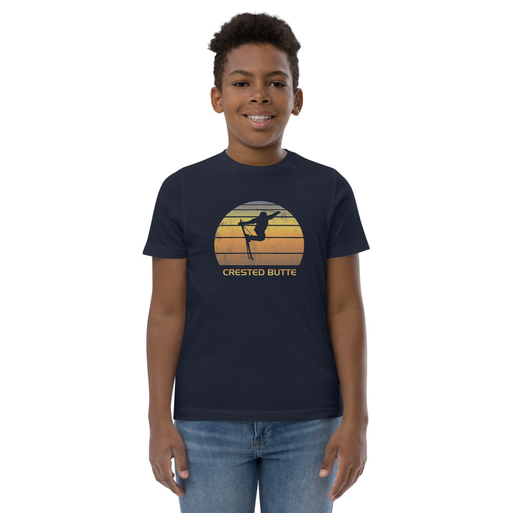 Cool Retro Crested Butte Colorado Skiing Ski Fan Youth Jersey T-Shirt
