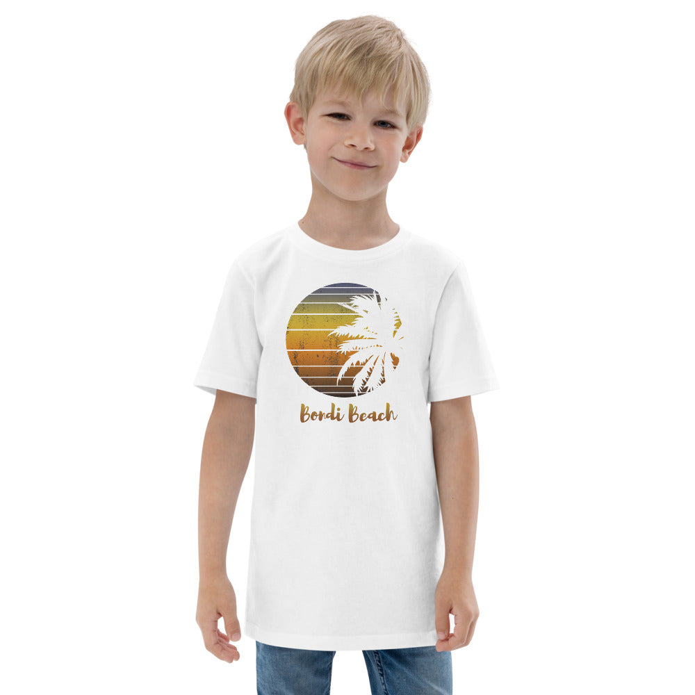 Retro Bondi Beach Australia Palm Tree Vacation Souvenir Youth Jersey T-Shirt