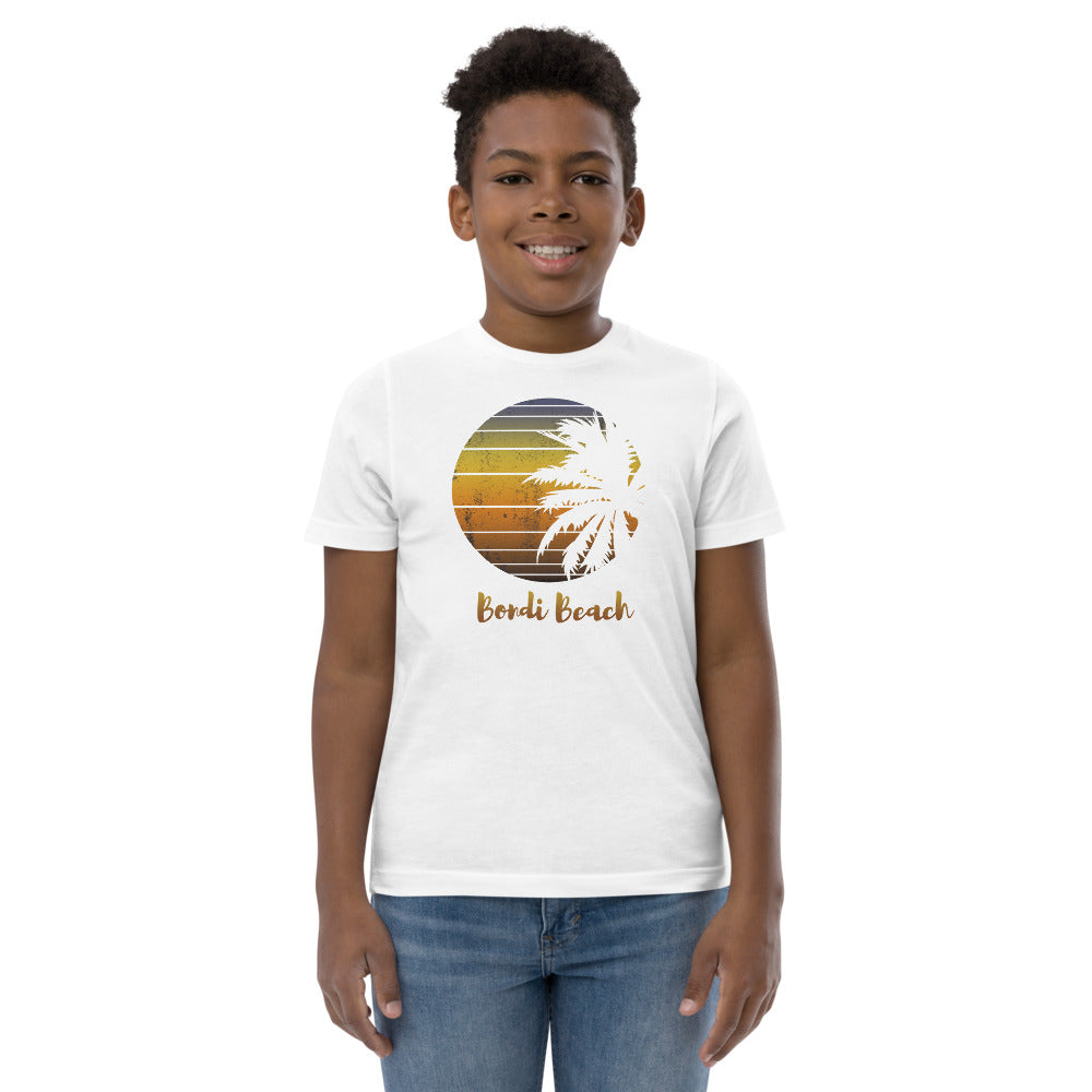 Retro Bondi Beach Australia Palm Tree Vacation Souvenir Youth Jersey T-Shirt
