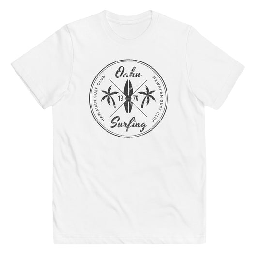 Retro Oahu Hawaii Surfing Fan Beach Youth Jersey T-Shirt
