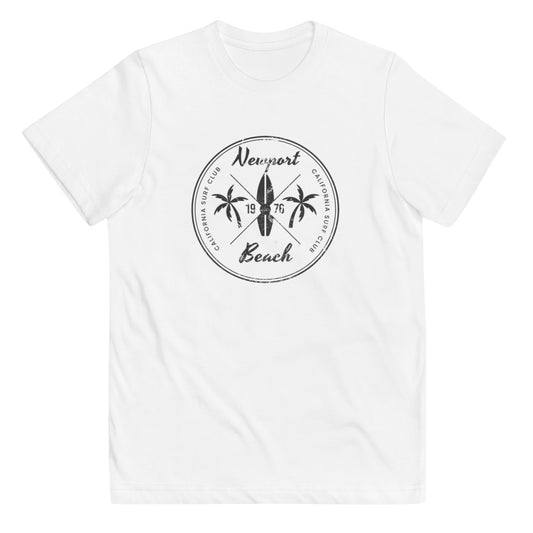 Retro Newport Beach California Surfing Fan Youth Jersey T-Shirt
