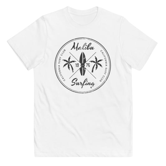Retro Malibu California Surfing Fan Beach Youth Jersey T-Shirt