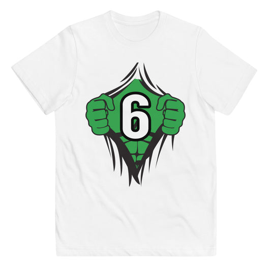 Funny 6th Birthday Kids Turning 6 Years Old Superhero Comic Cartoon Youth Jersey T-Shirt