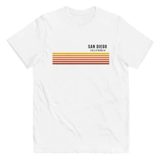 Retro San Diego California Vacation Stripes Youth Jersey T-Shirt