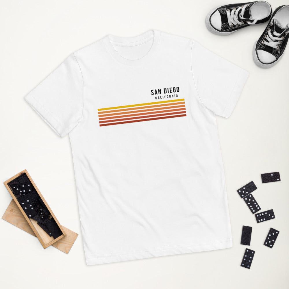 Retro San Diego California Vacation Stripes Youth Jersey T-Shirt