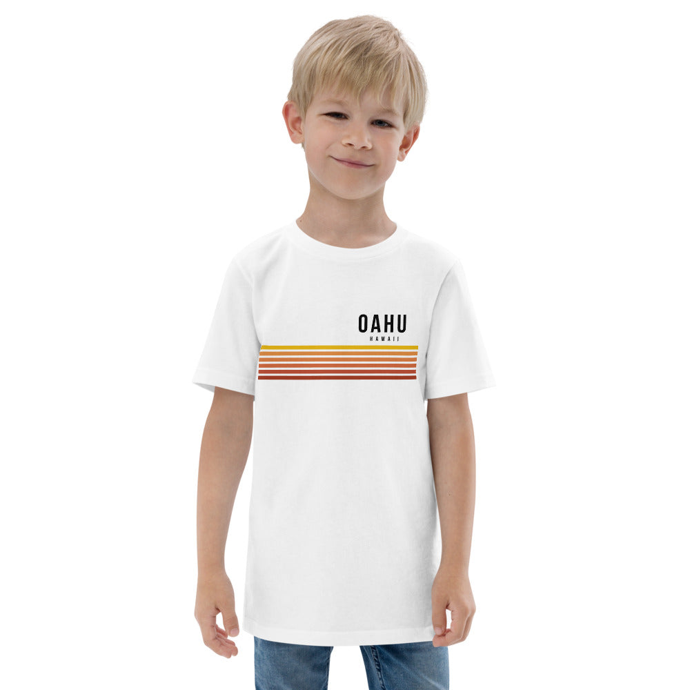 Retro Oahu Hawaii Vacation Stripes Youth Jersey T-Shirt