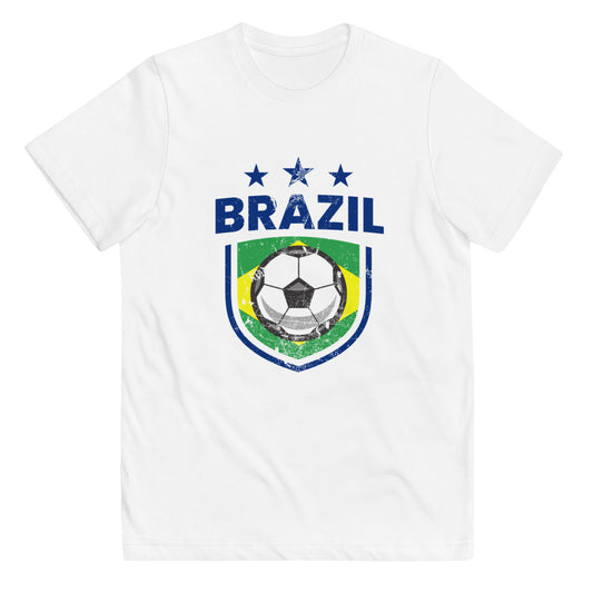 Retro Brazil Soccer Team Football Fan Country Brasil Brazilian Flag Youth Jersey T-Shirt