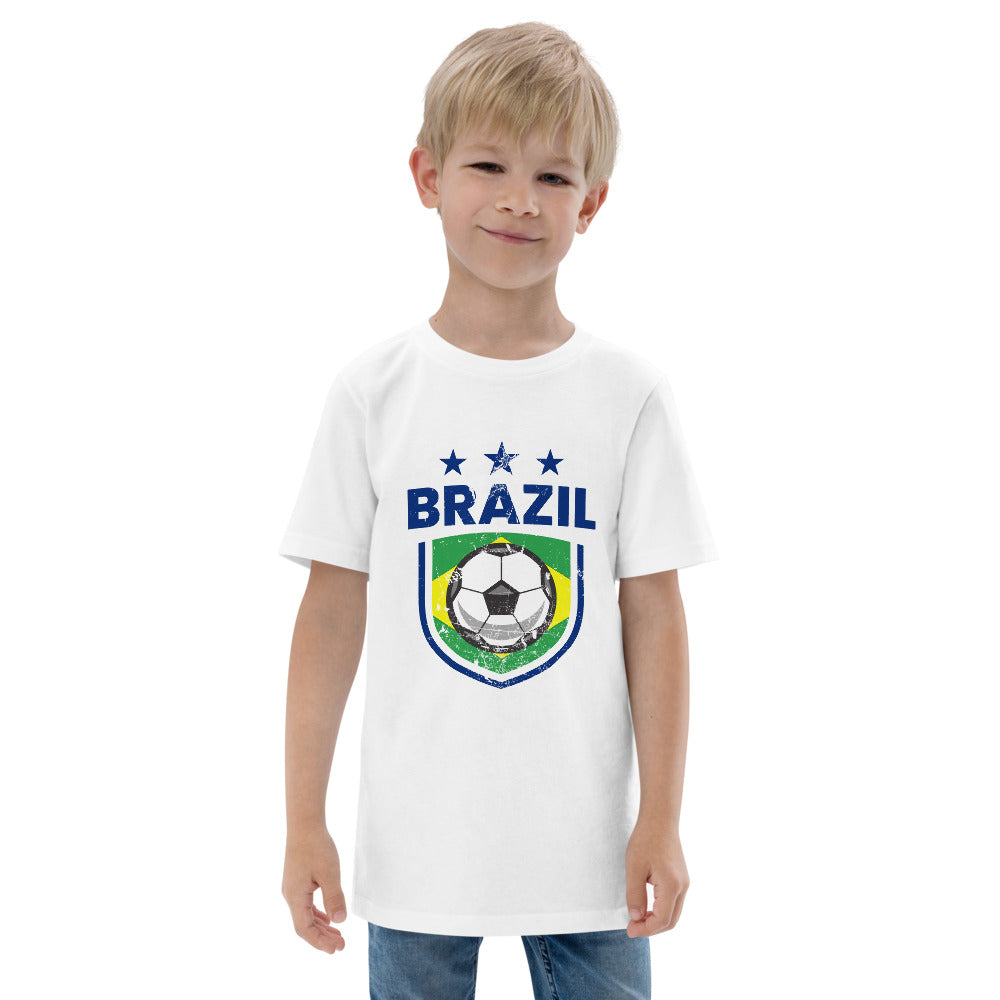 Retro Brazil Soccer Team Football Fan Country Brasil Brazilian Flag Youth Jersey T-Shirt