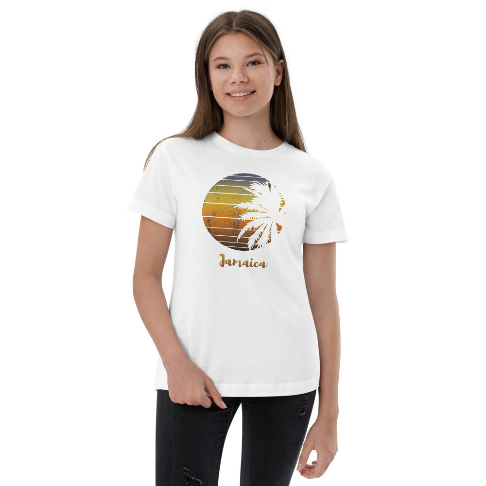 Retro Jamaica Beach Palm Tree Vacation Souvenir Youth Jersey T-Shirt
