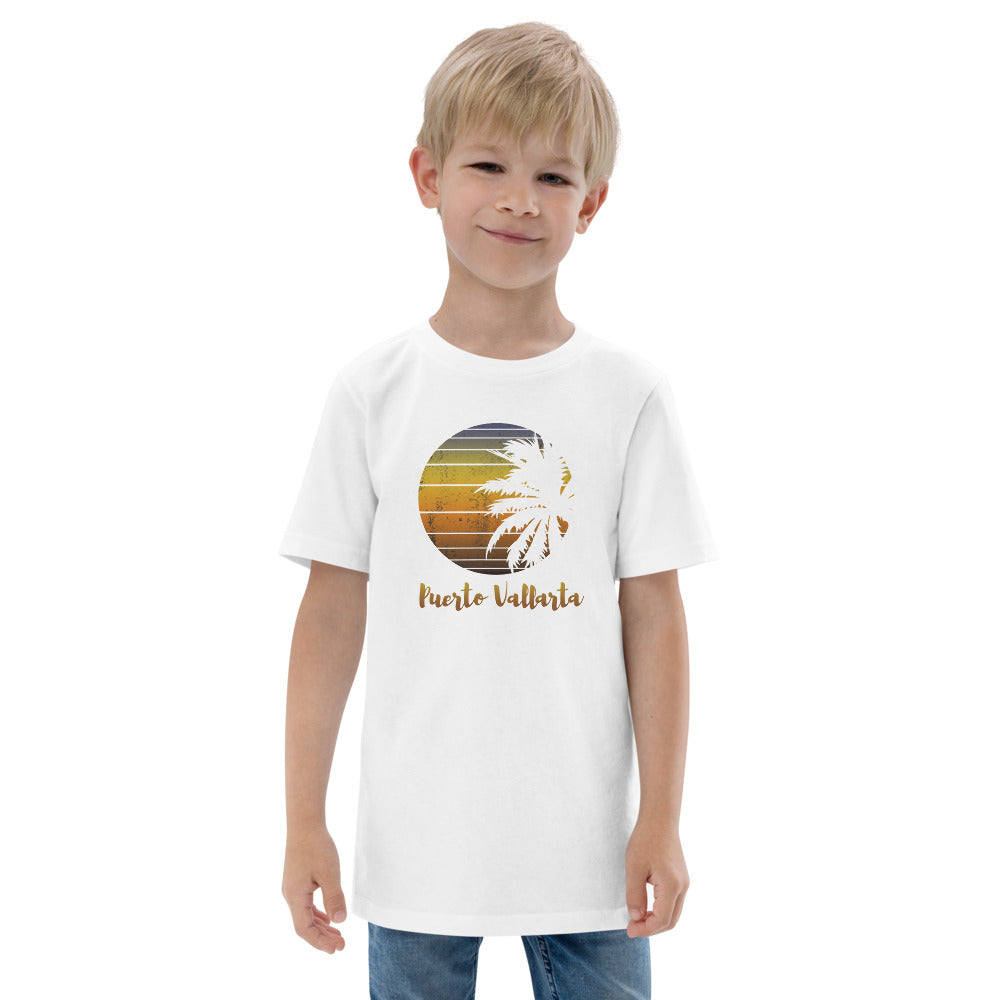 Retro Puerto Vallarta Mexico Beach Family Vacation Souvenir Palm Tree Youth Jersey T-Shirt