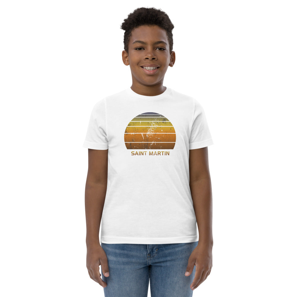 Retro Saint Martin Beach Vacation Souvenir Youth Jersey T-Shirt
