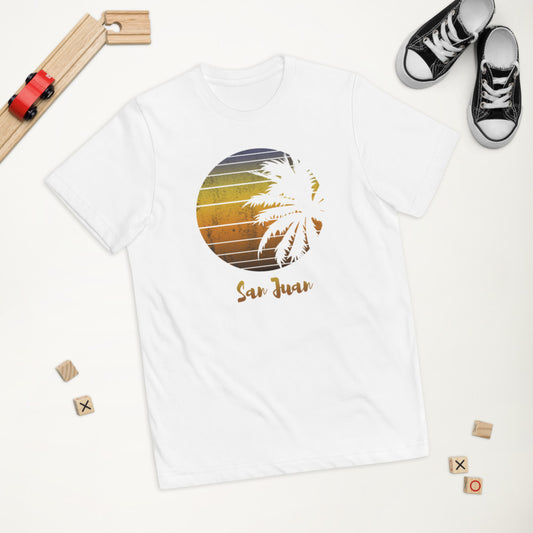 Retro San Juan Puerto Rico Beach Palm Tree Vacation Souvenir Youth Jersey T-Shirt