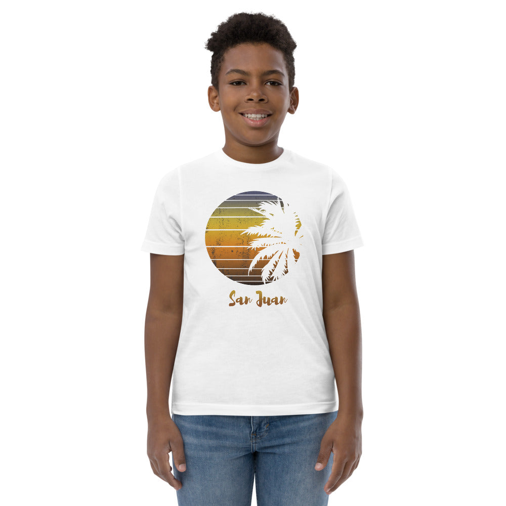 Retro San Juan Puerto Rico Beach Palm Tree Vacation Souvenir Youth Jersey T-Shirt