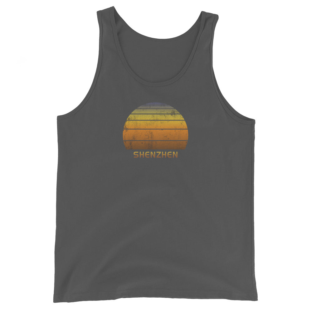 Retro Shenzhen China Vintage Sunset Vacation Souvenir Unisex Tank Top