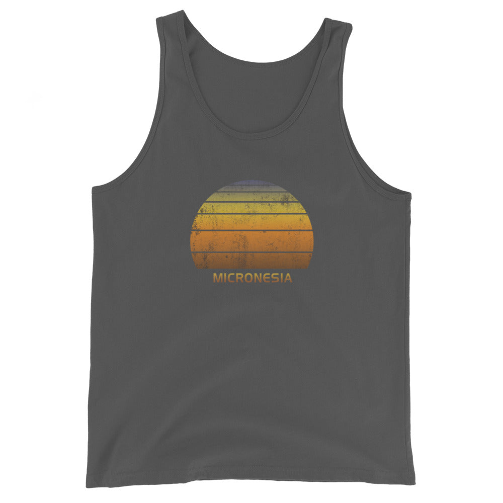 Retro Micronesia Sunset Native Vacation Souvenir Stylish Unisex Tank Top