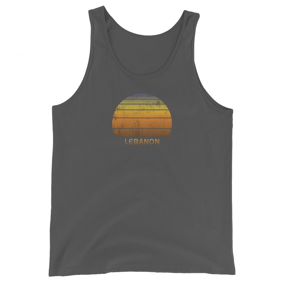 Retro Lebanon Vintage Sunset Vacation Souvenir Unisex Tank Top