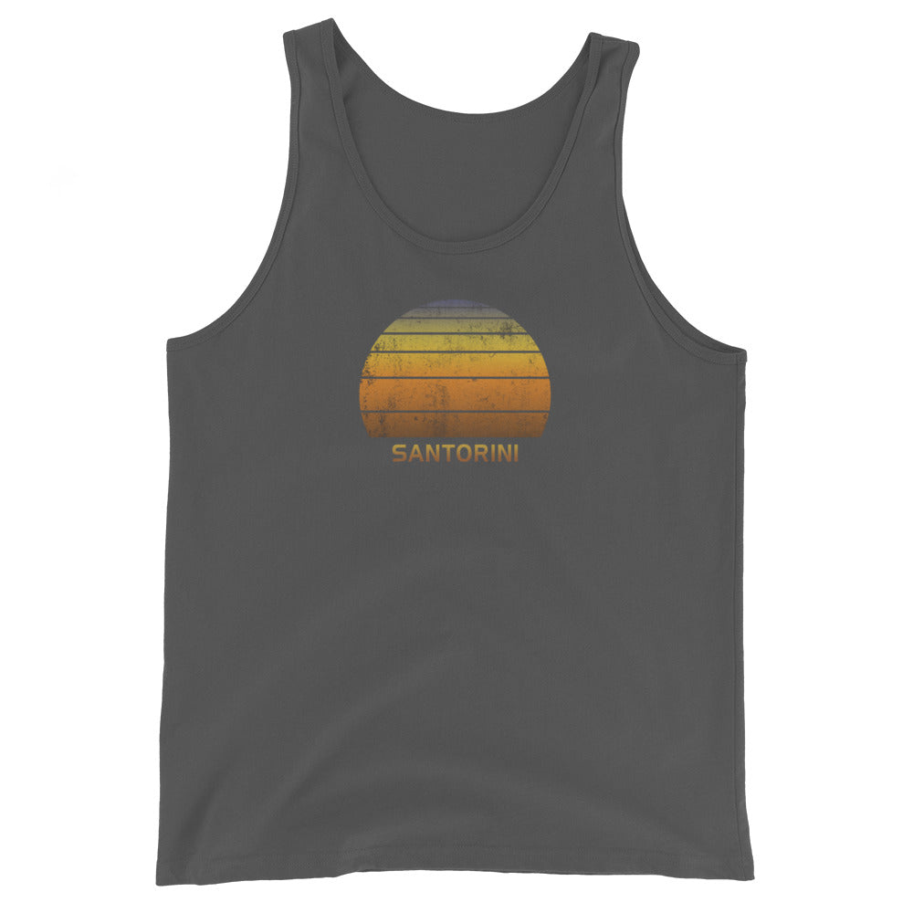 Retro Santorini Greece Vintage Sunset Vacation Souvenir Unisex Tank Top