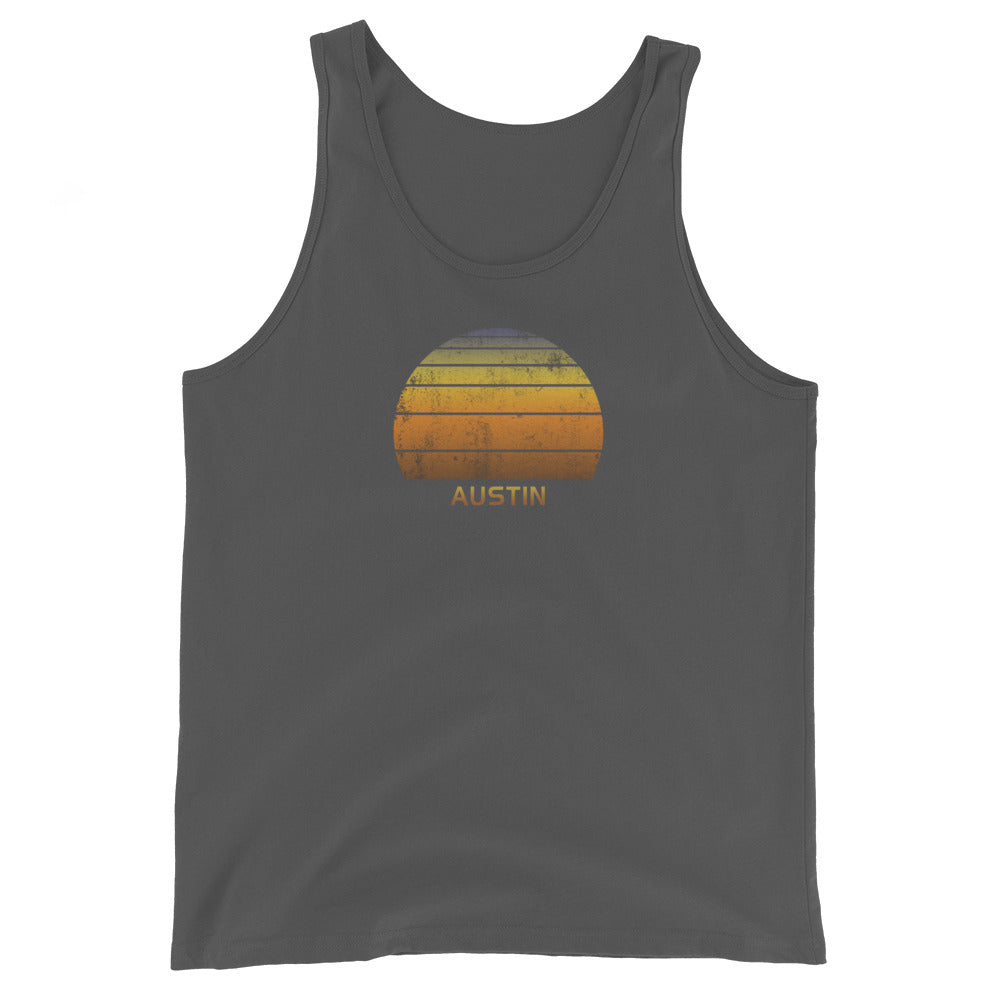 Retro Austin Texas Unisex Tank Top Vintage Sunset Vacation Souvenir