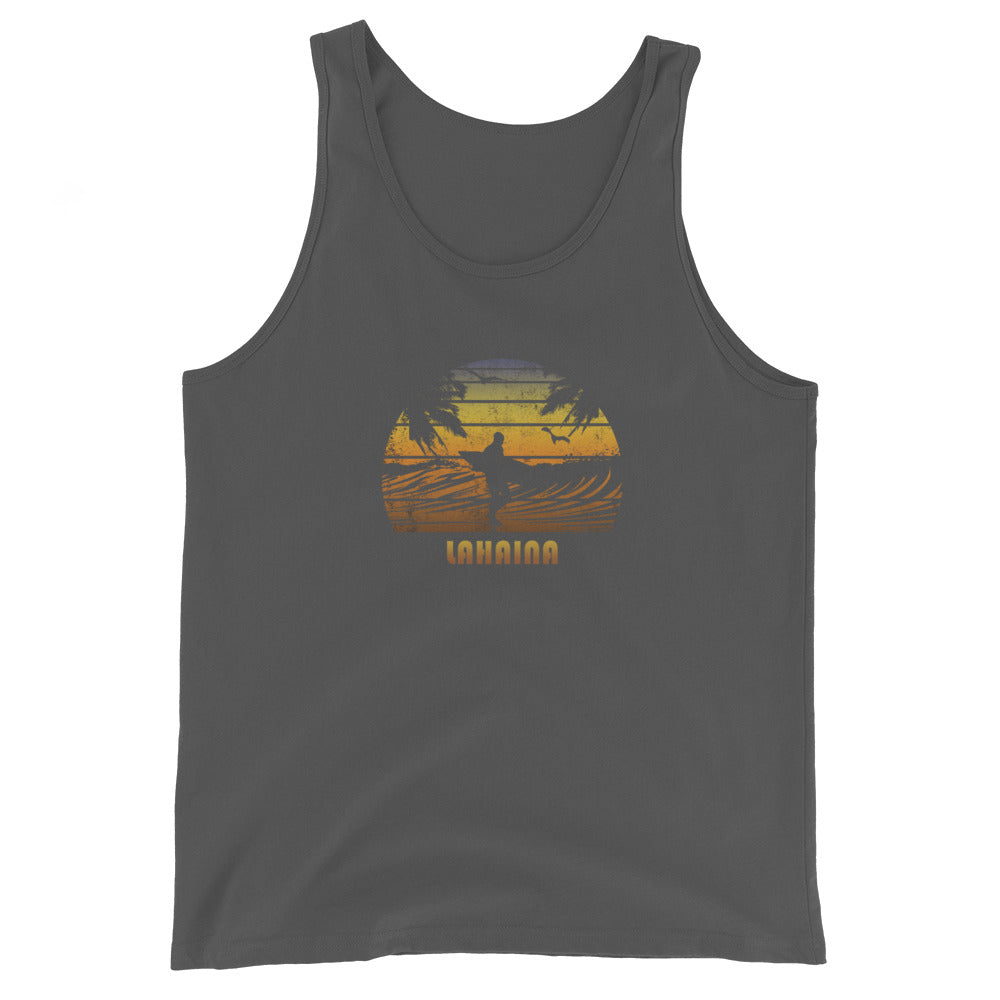 Retro Lahaina Maui Hawaii Surfing Fan Surfer Beach Sunset Souvenir Unisex Tank Top