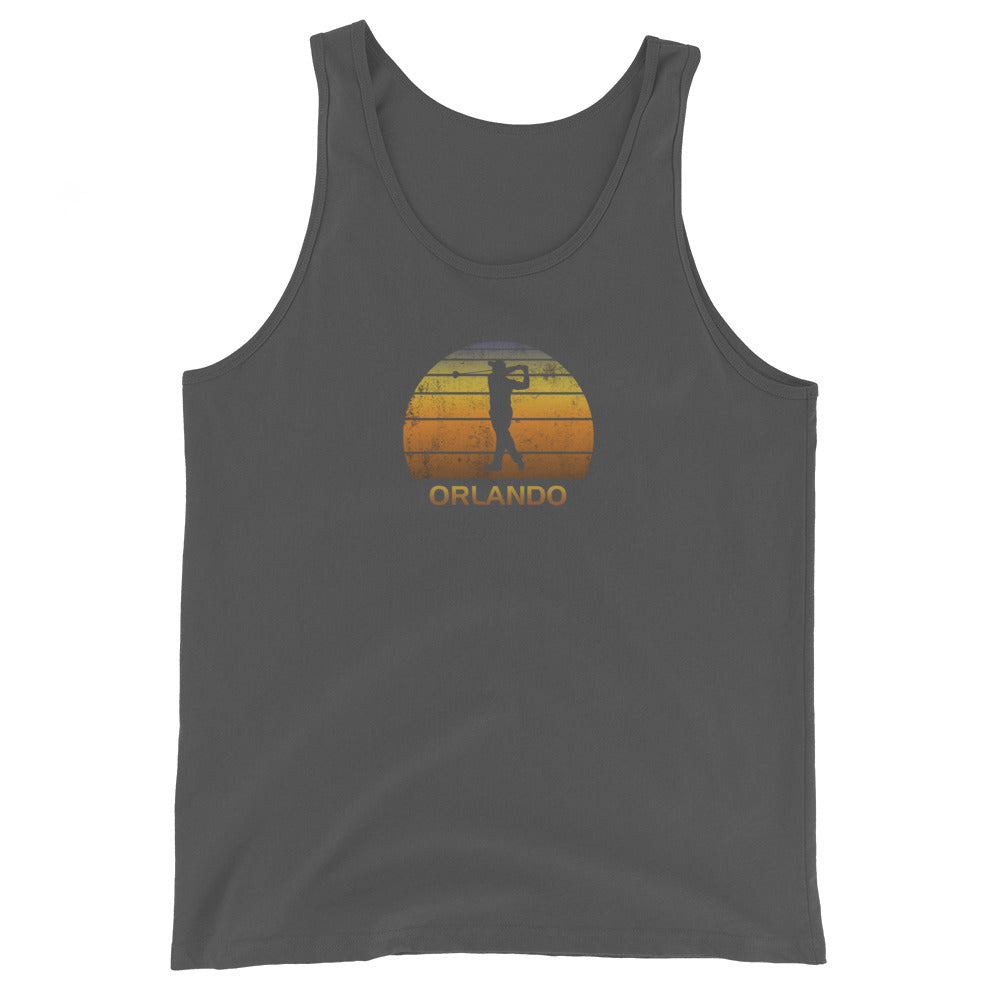 Cool Orlando Florida Golf Vintage Sunset Golfer Retro Golfing Unisex Tank Top