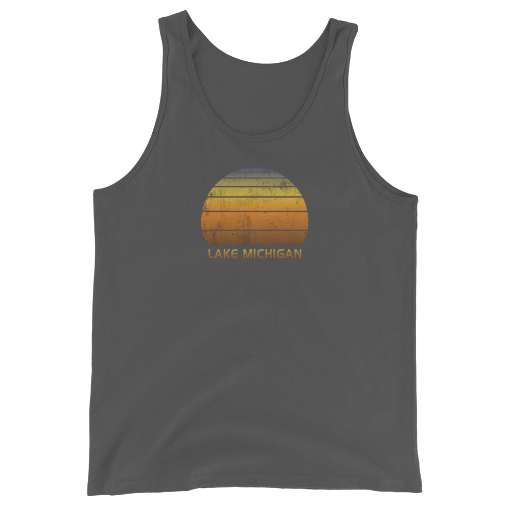 Retro Lake Michigan Vintage Sunset Vacation Souvenir Unisex Tank Top