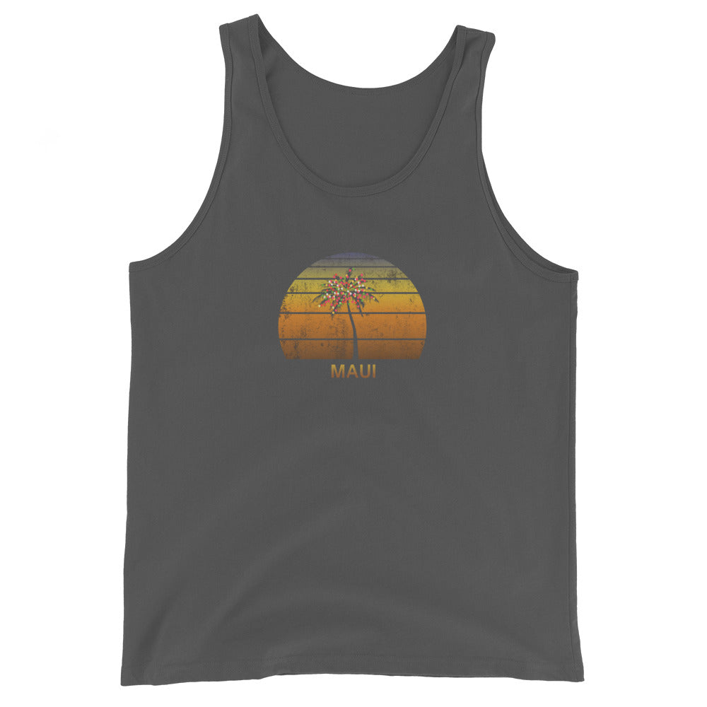 Retro Maui Hawaii Unisex Tank Top Christmas Family Vacation Souvenir Sunset Beach