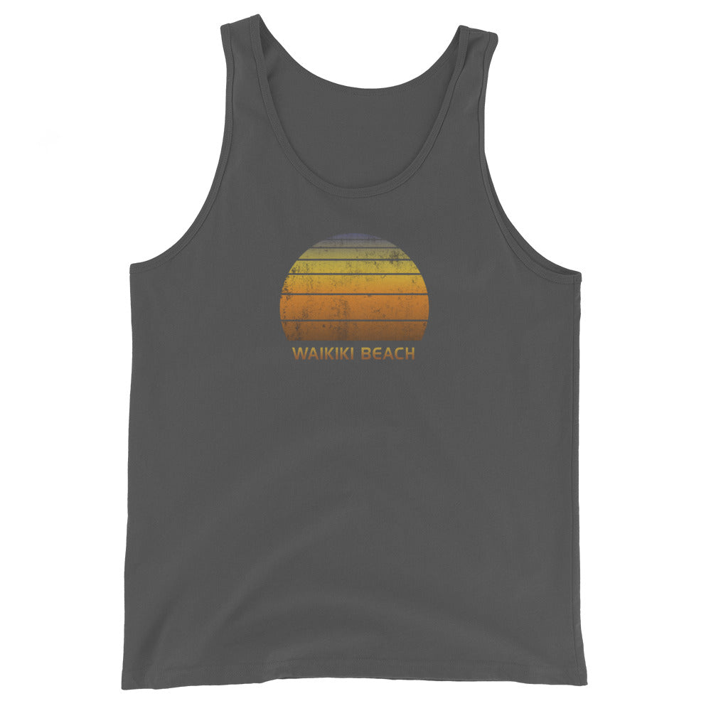 Retro Waikiki Beach Oahu Hawaii Fan Vacation Souvenir Unisex Tank Top