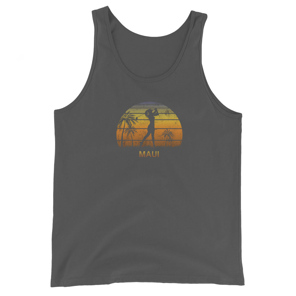 Retro Maui Hawaii Women's Golf Golfing Fan Golfer Gift Unisex Tank Top