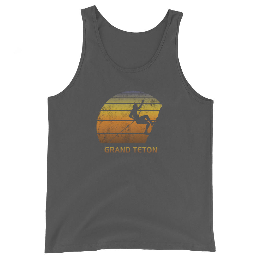 Retro Grand Teton National Park Wyoming Rock Climbing Fan Bouldering Unisex Tank Top