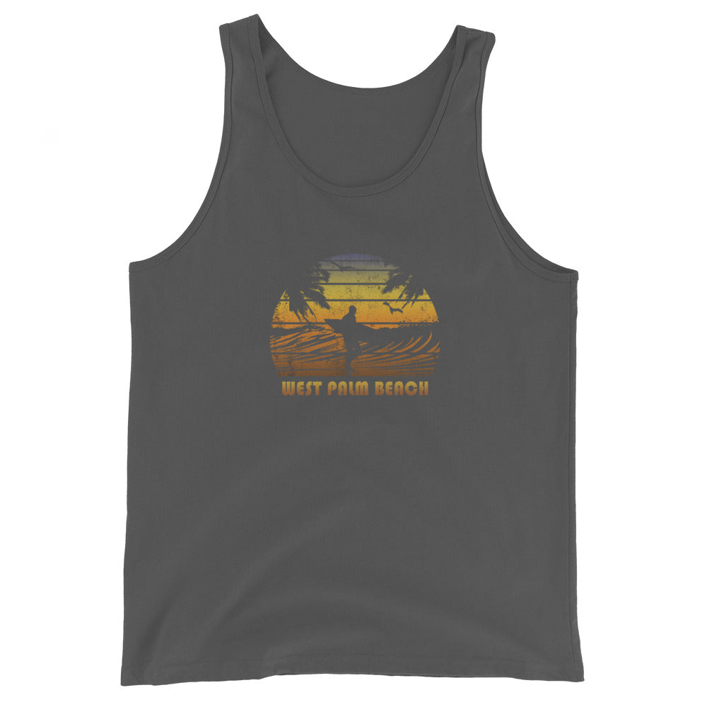 Retro West Palm Beach Florida Surfing Fan Surfer Sunset Souvenir Unisex Tank Top