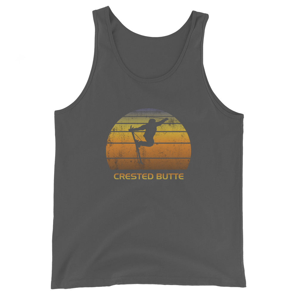 Retro Crested Butte Colorado Ski Fan Skier Skiing Sunset Vintage Sunrise Unisex Tank Top