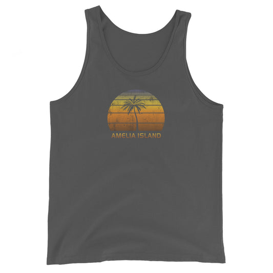 Retro Amelia Island Florida Unisex Tank Top Vintage Sunset Beach Vacation Souvenir