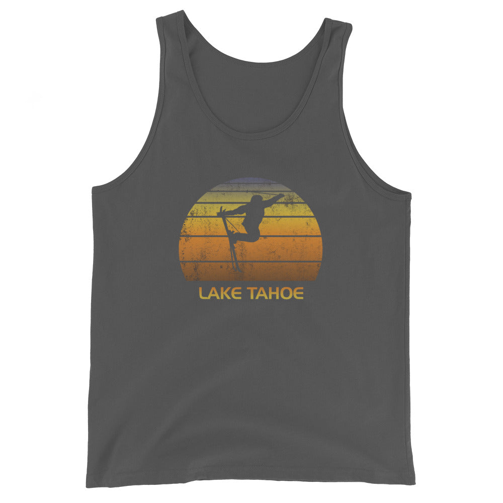 Retro Lake Tahoe California Ski Fan Skier Gift Skiing Sunset Vintage Sunrise Unisex Tank Top