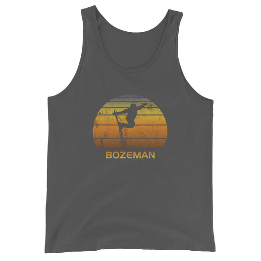 Retro Bozeman Montana Ski Fan Skier Gift Skiing Sunset Vintage Sunrise Unisex Tank Top