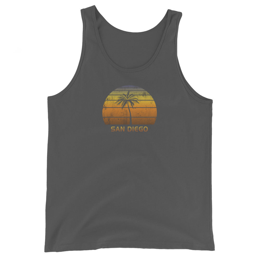 Retro San Diego California Unisex Tank Top Vintage Sunset Beach Vacation Souvenir