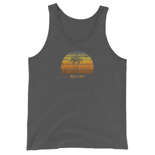 Retro Belize Unisex Tank Top Vintage Sunset Beach Vacation Souvenir